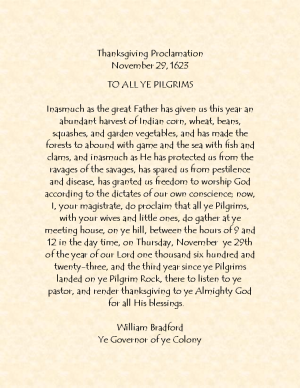 1623 Thanksgiving Proclamation
